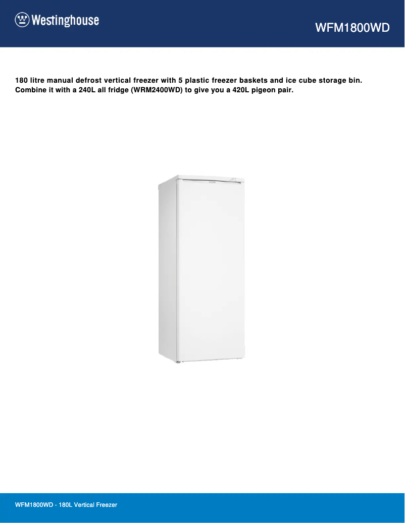 Page n°1 - Fiche technique Westinghouse WFM1800WD