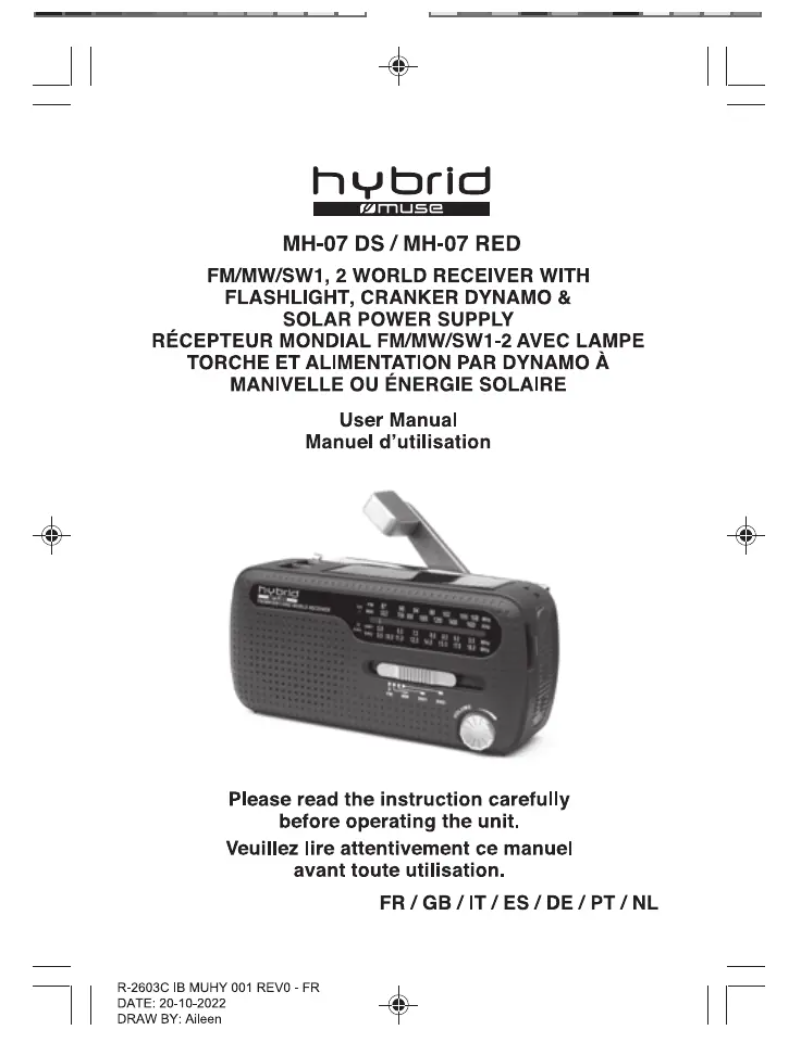 Page 1 de la notice Manuel utilisateur Muse MH-07