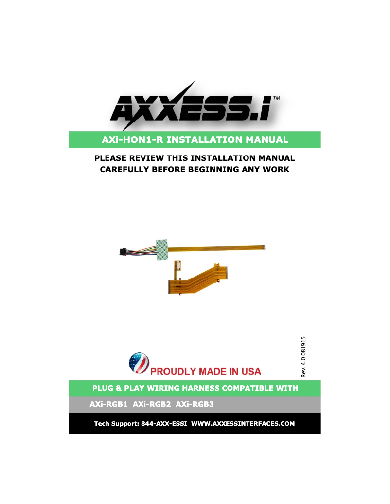 Página 1 del manual Manual de usuario AXESS AXI-HON1-R