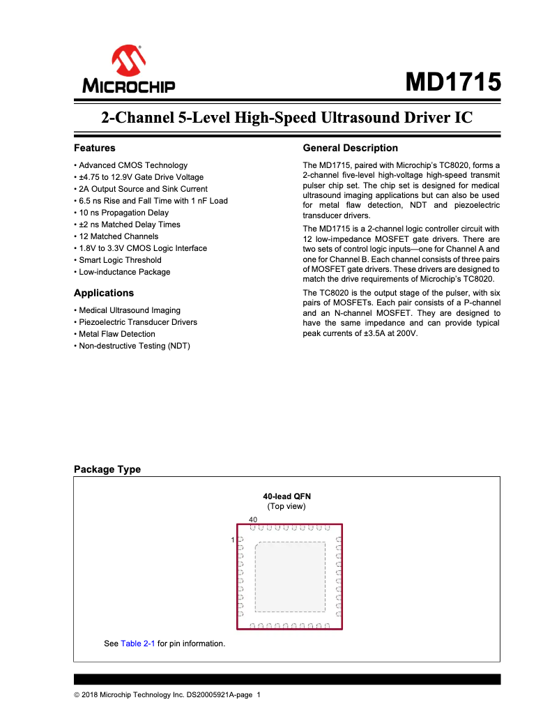 Page 1 de la notice Manuel utilisateur Microchip MD1715