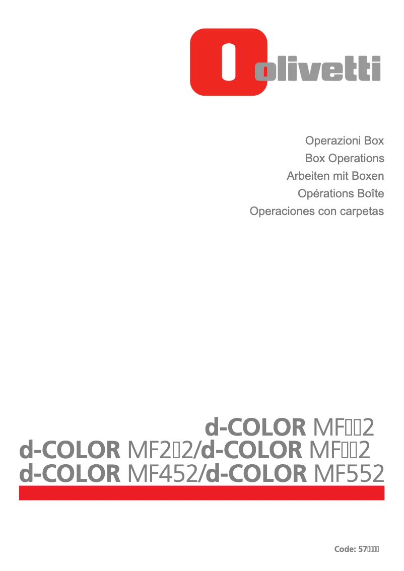 Page n°1 - Manuel utilisateur Olivetti d-Color MF222