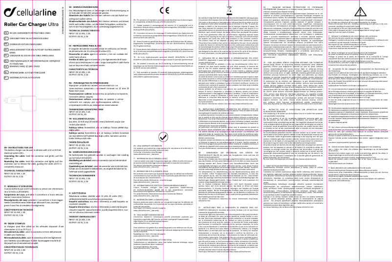 Page 1 de la notice Manuel utilisateur Cellular Line Roller Car Charger Ultra