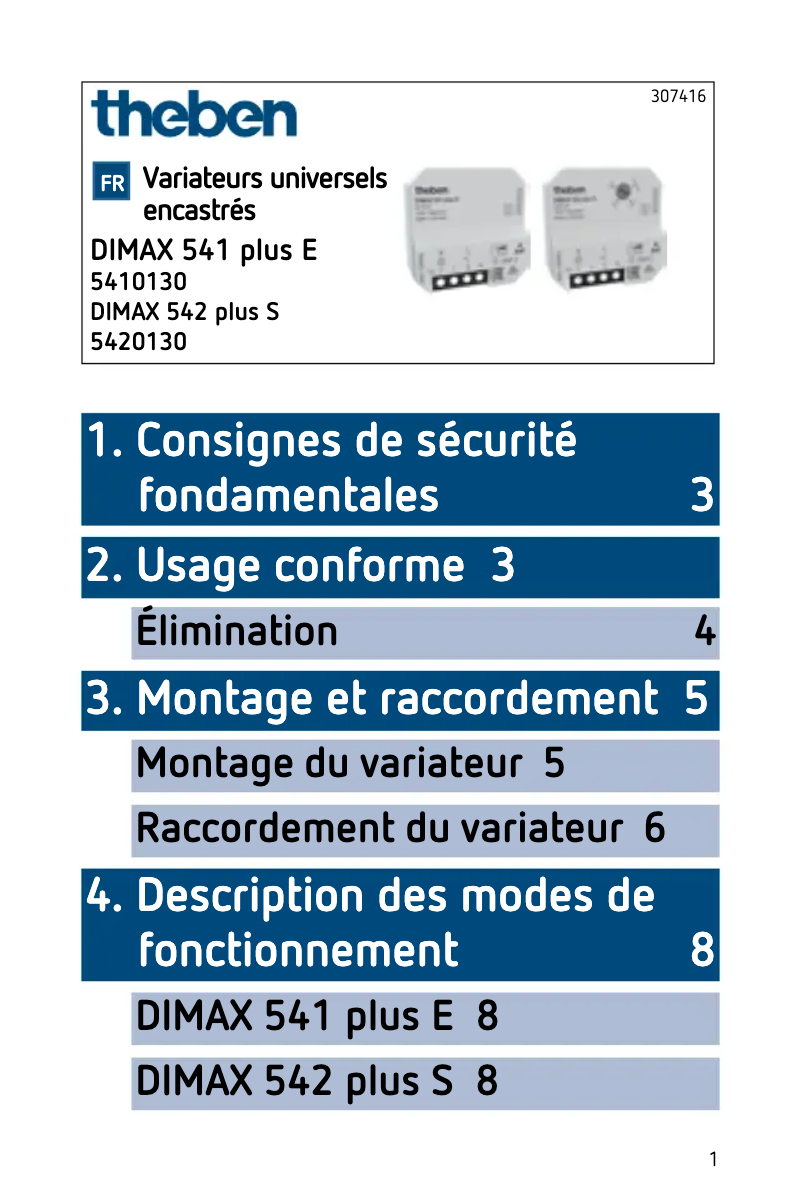 Imagen de la primera página del manual del dispositivo DIMAX 542 plus S