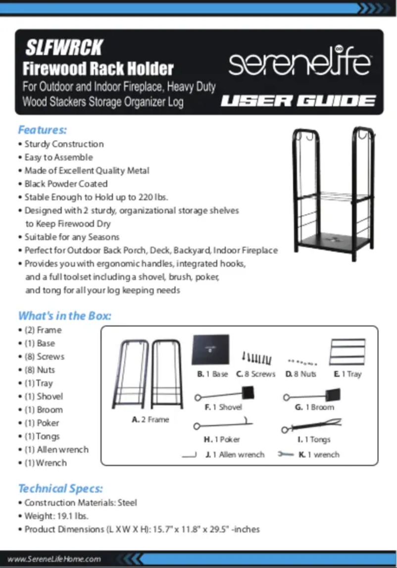 Page 1 de la notice Manuel utilisateur SereneLife SLFWRCK