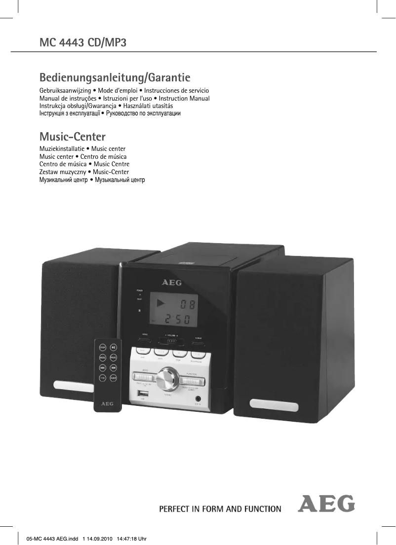 Page 1 de la notice Manuel utilisateur AEG MC 4443 CD