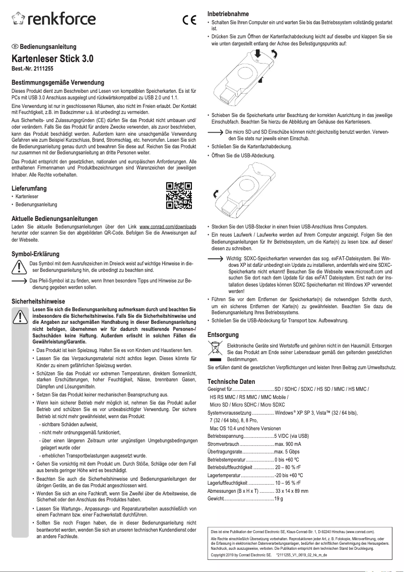 Page 1 de la notice Manuel utilisateur Renkforce RF-3285273