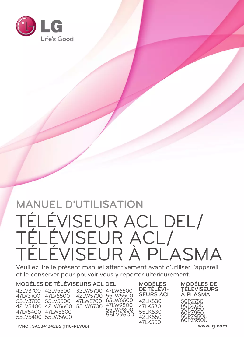 Image de la première page du manuel de l'appareil 55LW6500