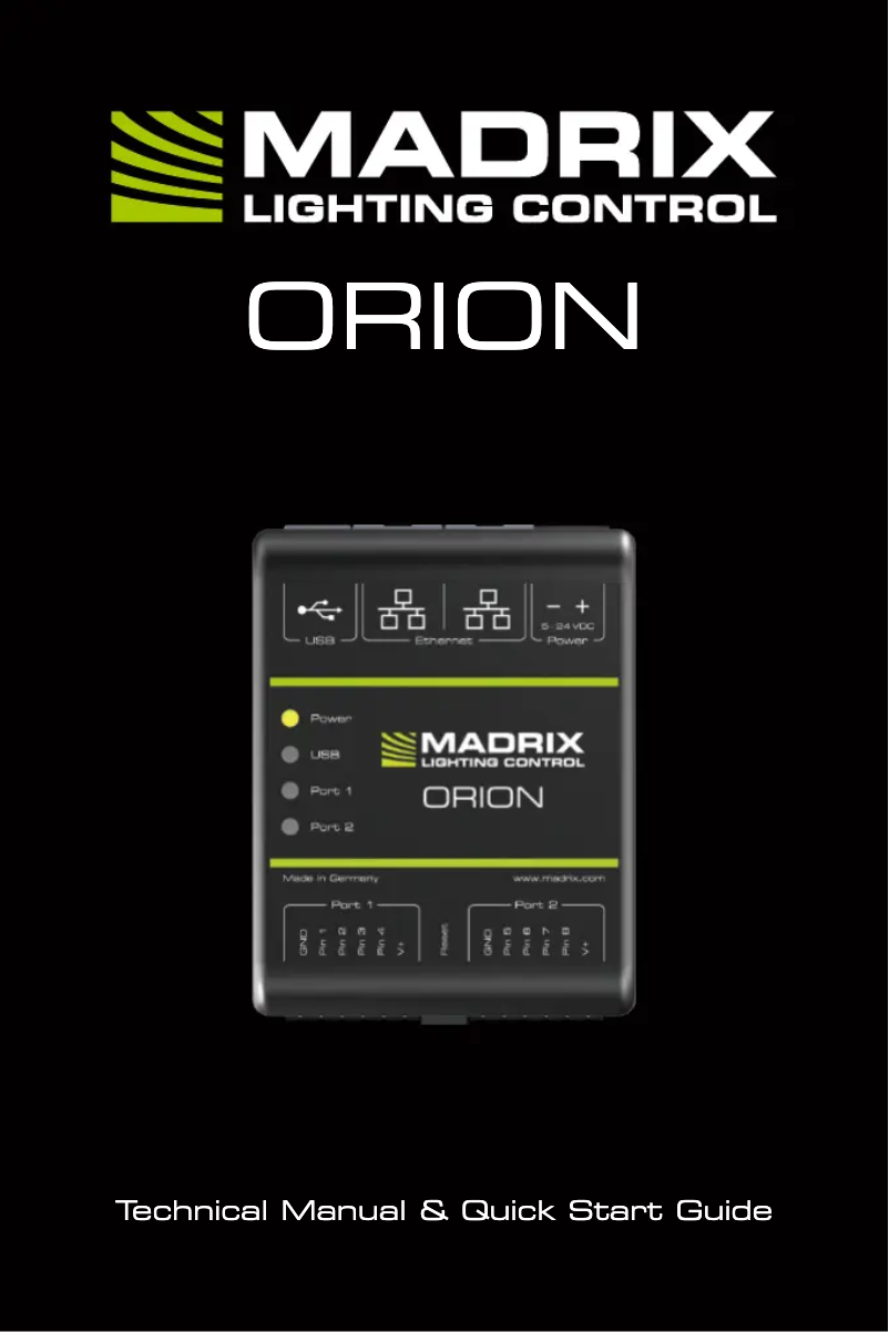 Page 1 de la notice Manuel utilisateur Madrix ORION