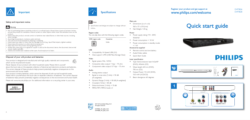 Imagen de la primera página del manual del dispositivo DVP3826