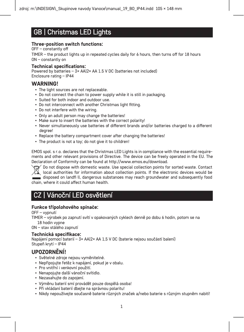 Page 1 de la notice Manuel utilisateur Emos D4FW02