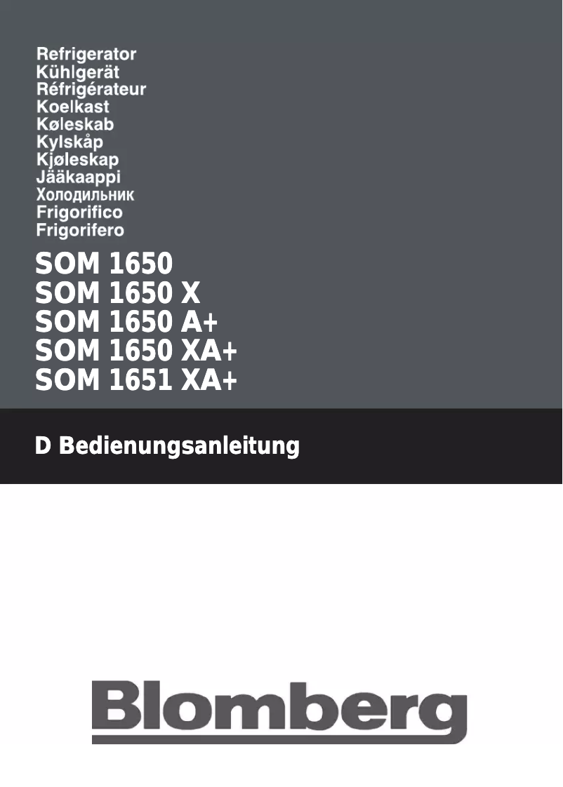 Page n°1 - Manuel utilisateur Blomberg SOM 1650 XA