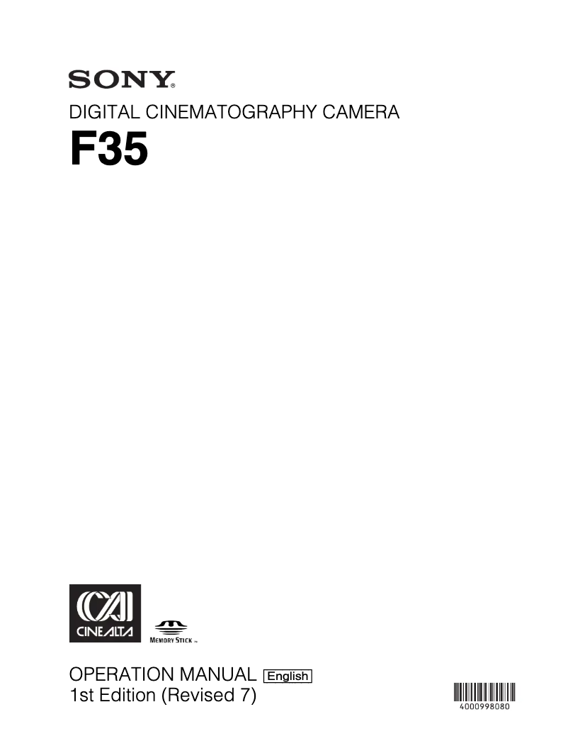 Page 1 de la notice Manuel utilisateur Sony F35