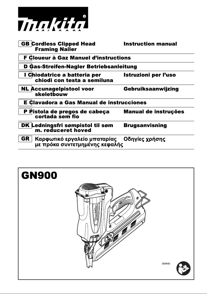 Page 1 de la notice Manuel utilisateur Makita GN900SE