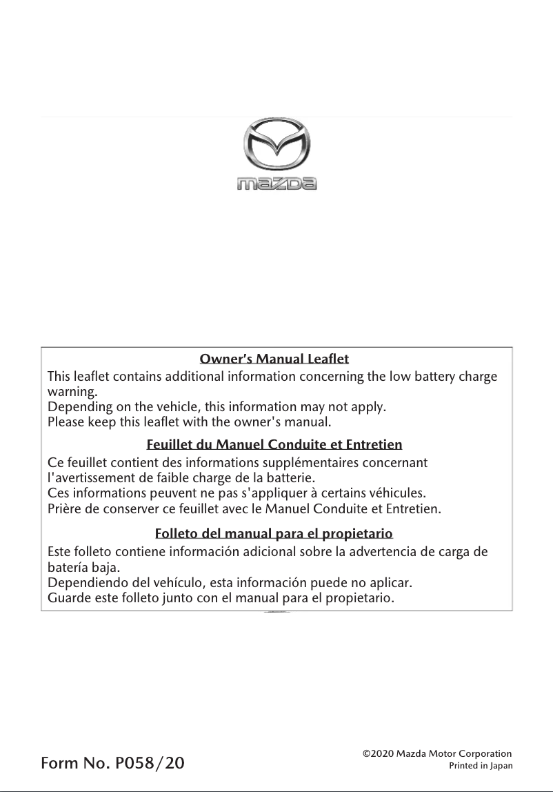 Image de la première page du manuel de l'appareil CX-30 (2021)