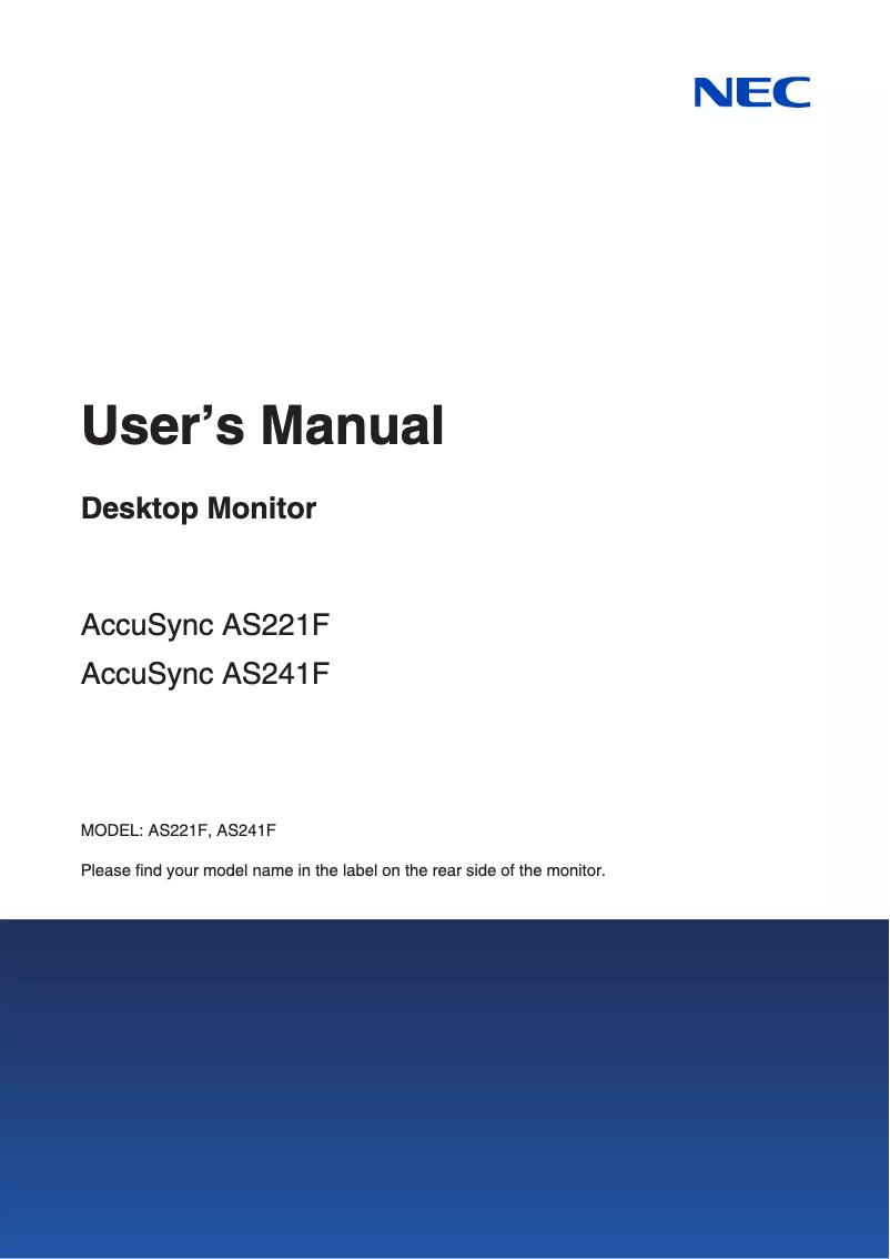 Page n°1 - Manuel utilisateur NEC AccuSync AS241F-BK