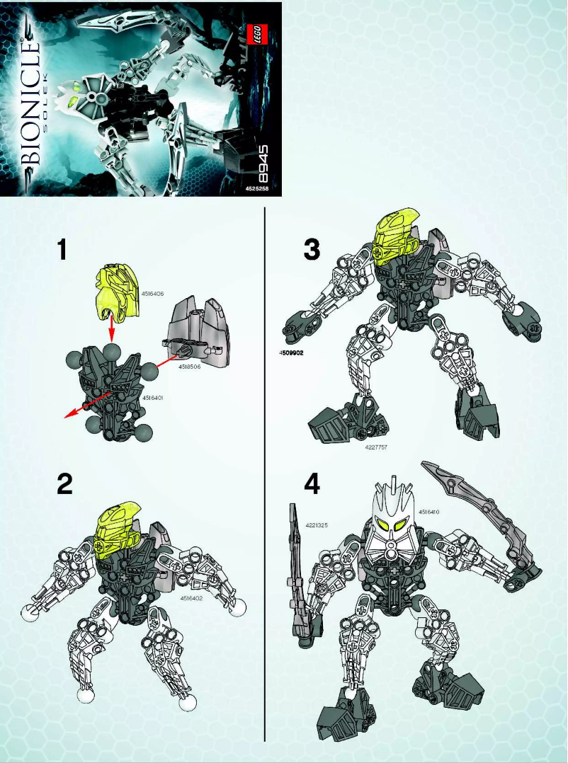 Page 1 de la notice Manuel utilisateur Lego Bionicle 8945