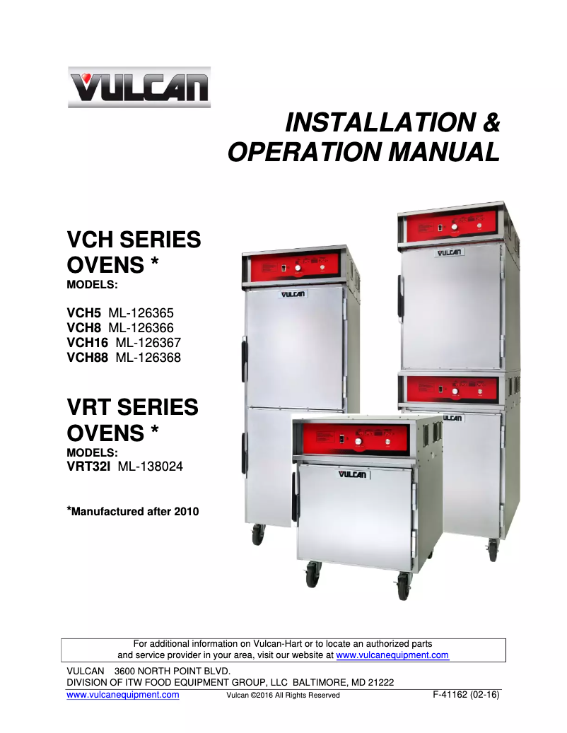 Page 1 de la notice Manuel utilisateur Vulcan VCH16