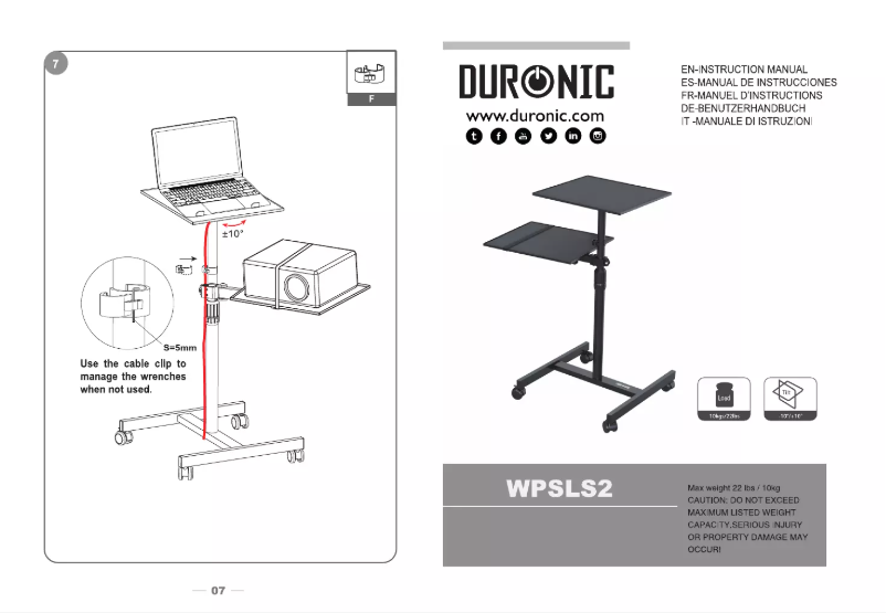 Page n°1 - Manuel utilisateur Duronic WPSLS2