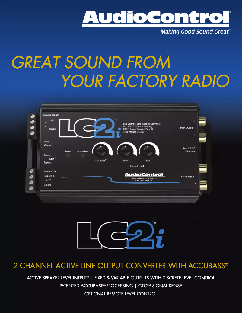 Page n°1 - Fiche technique AudioControl LC2I