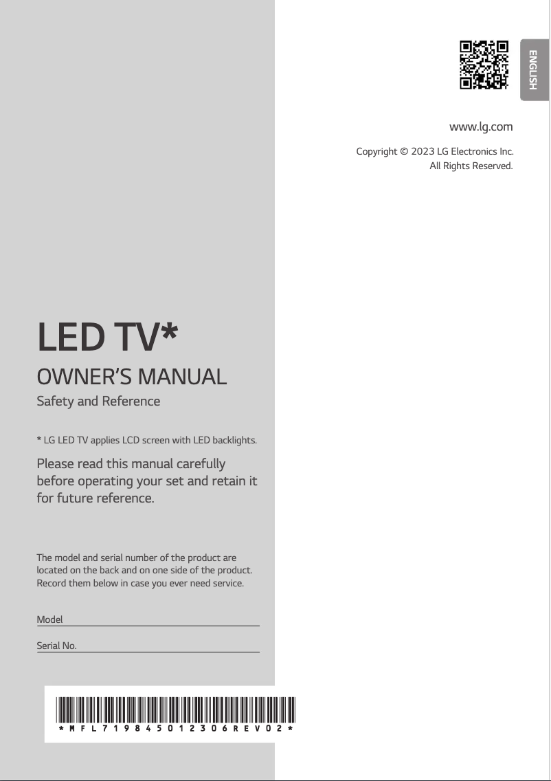Page n°1 - Manuel utilisateur LG 65UR73006LA