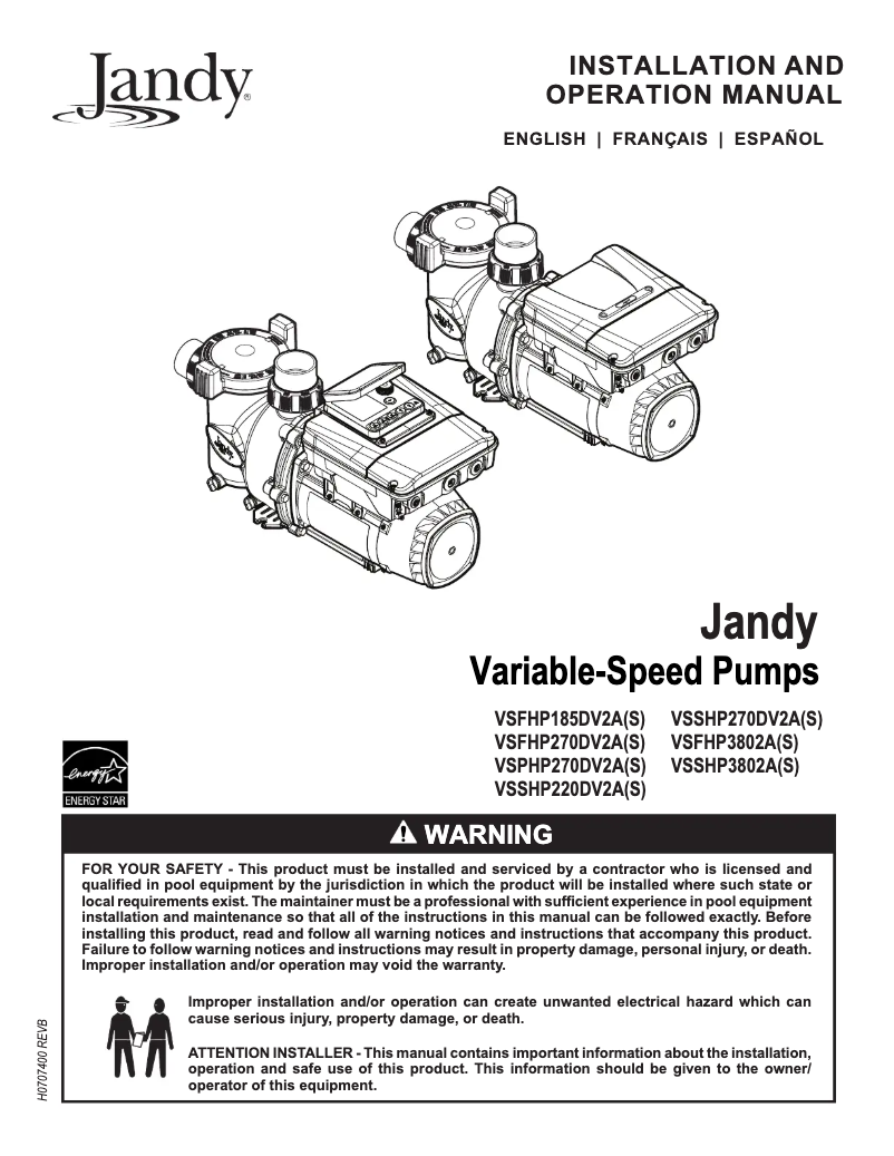 Page 1 de la notice Manuel utilisateur JANDY VSSHP3802A