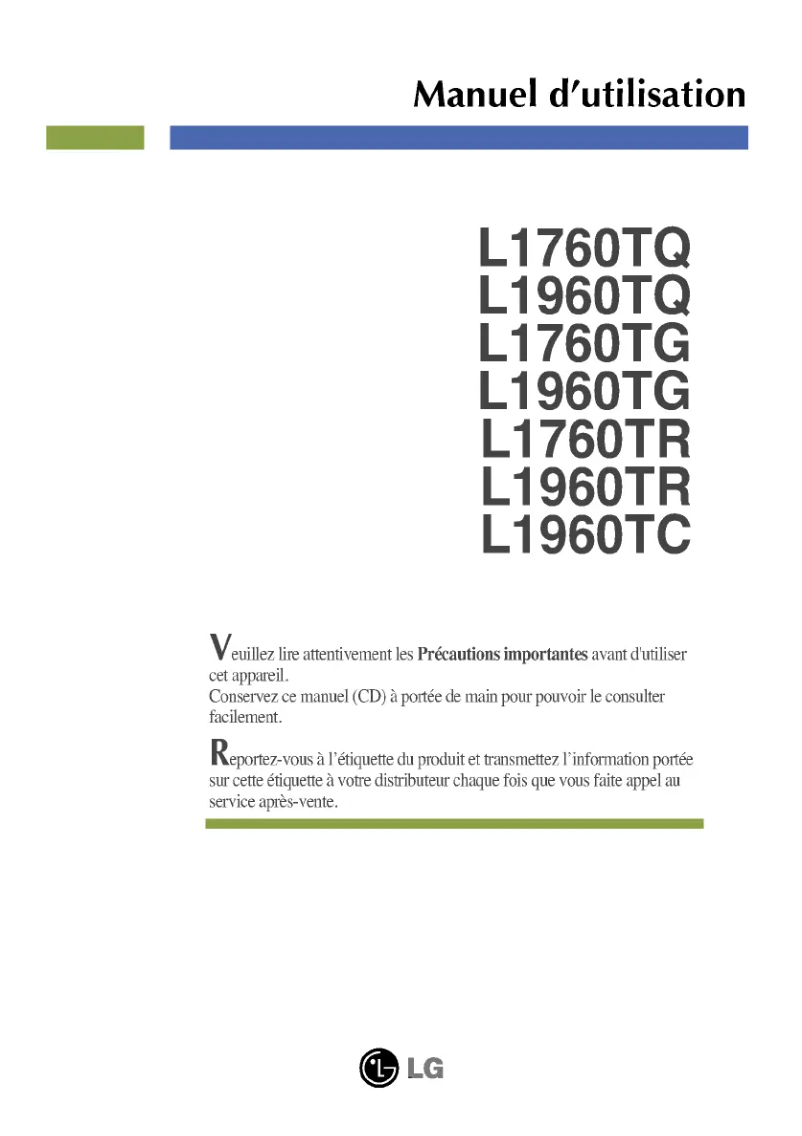 Página 1 del manual Manual de usuario LG L1760TQ-BF