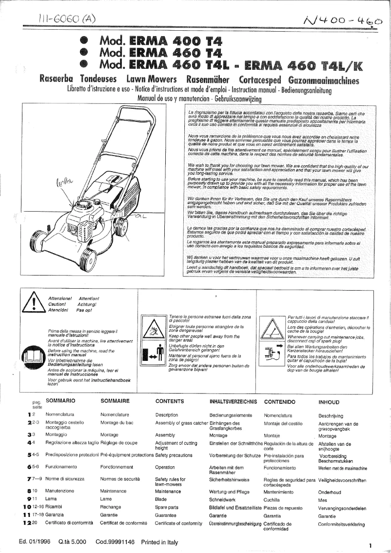 Page 1 de la notice Manuel utilisateur Hayter Junior 400