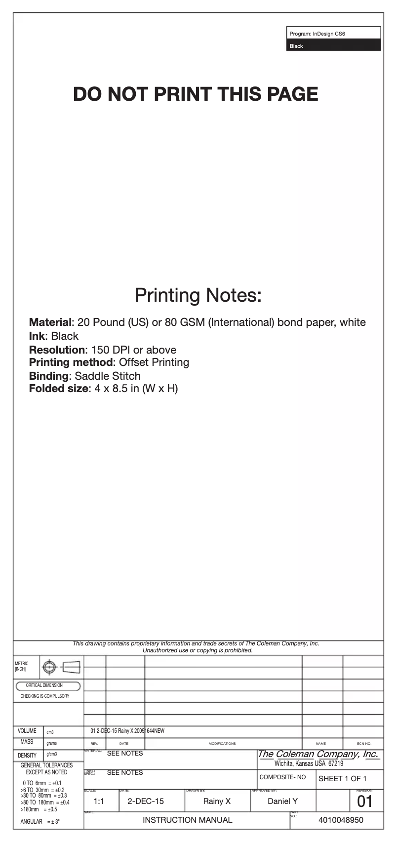 Page 1 de la notice Manuel utilisateur Coleman Northstar