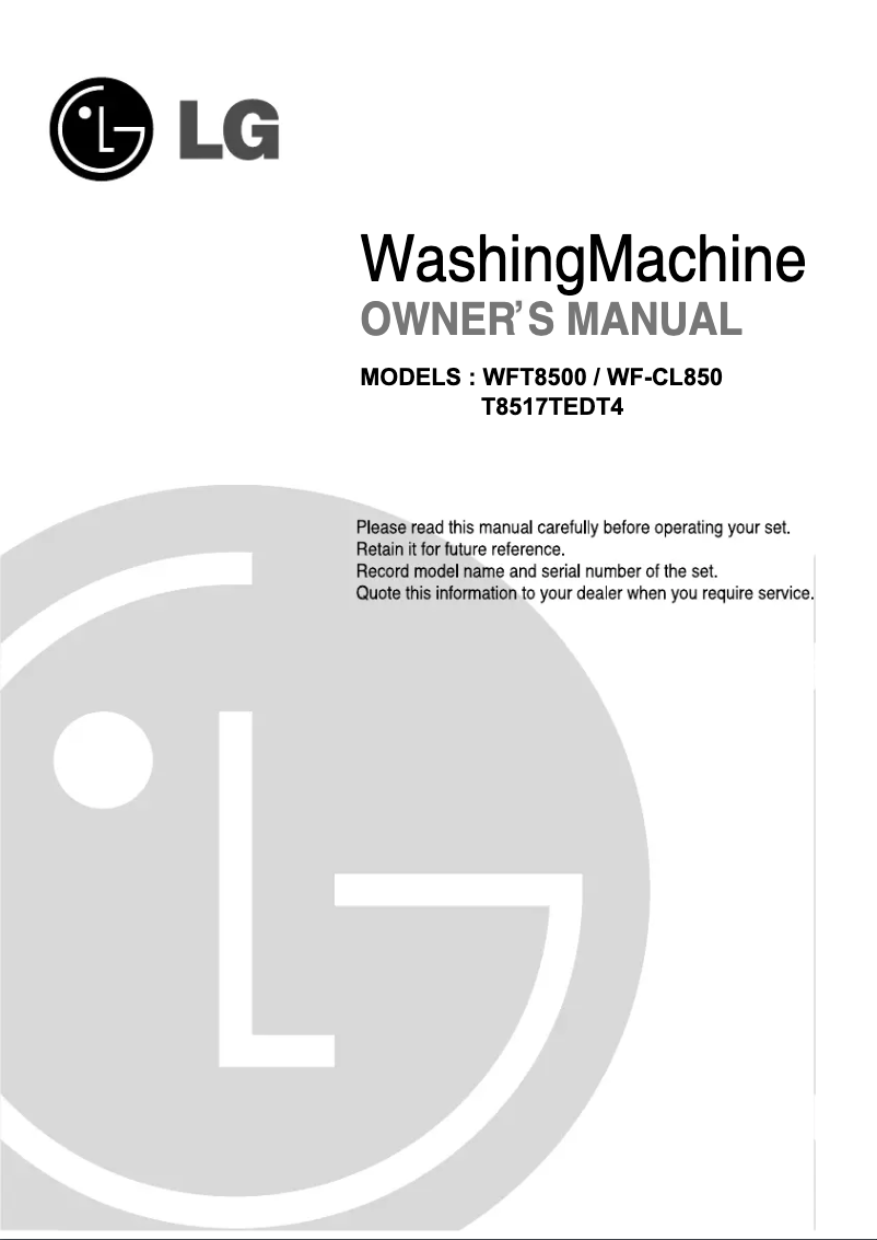 Image de la première page du manuel de l'appareil WFT8500