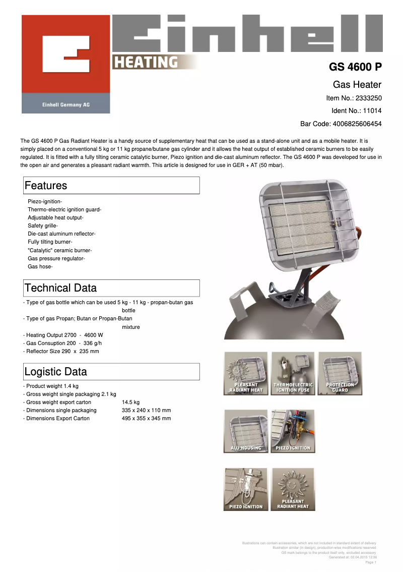 Page n°1 - Manuel utilisateur Einhell GS 4600 P