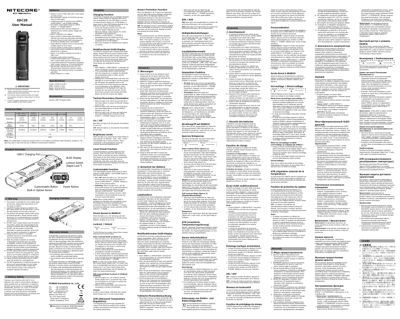 Page n°1 - Manuel utilisateur Nitecore EDC29