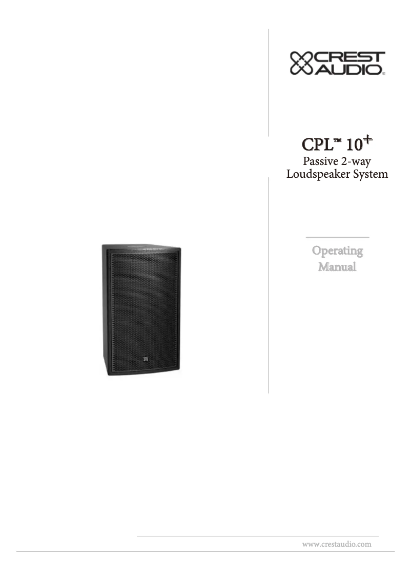 Page n°1 - Manuel utilisateur Crest Audio CPL 10+