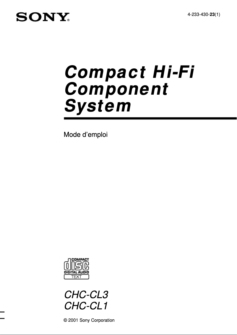 Página 1 del manual Manual de usuario Sony CHC-CL1
