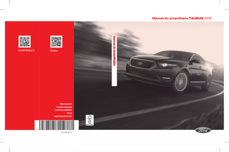 Page 1 de la notice Manuel utilisateur Ford Taurus (2018)