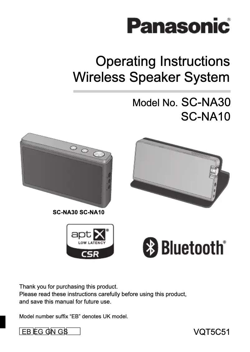 Page 1 de la notice Manuel utilisateur Panasonic SC-NA10EG