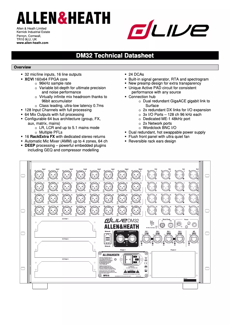 Image de la première page du manuel de l'appareil dLive DM32