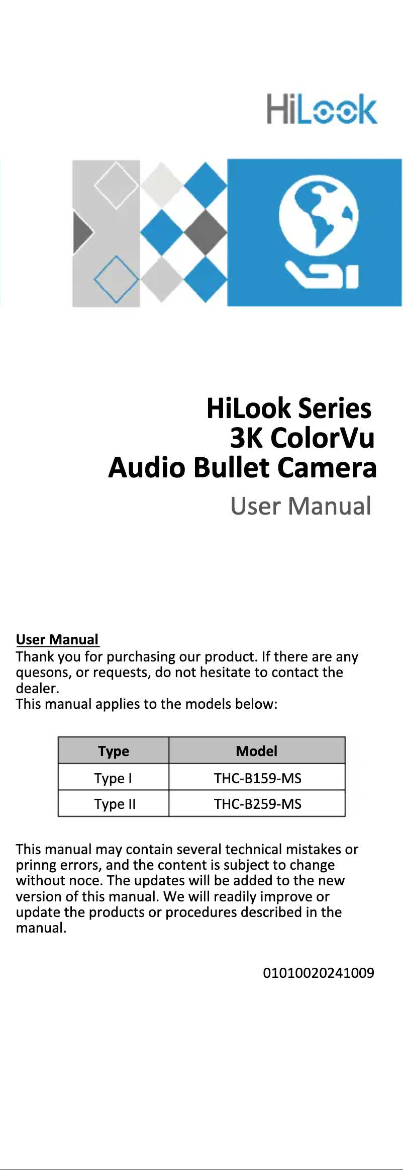 Page 1 de la notice Manuel utilisateur Hikvision THC-B259-MS
