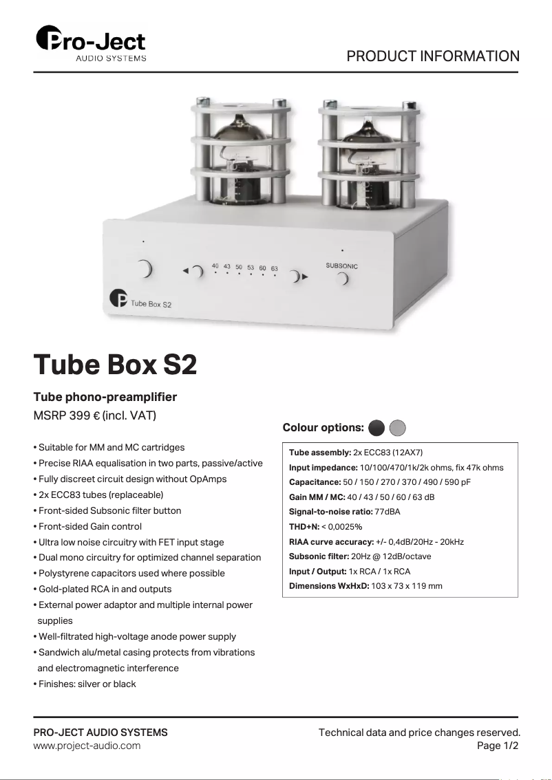 Image de la première page du manuel de l'appareil Tube Box S2