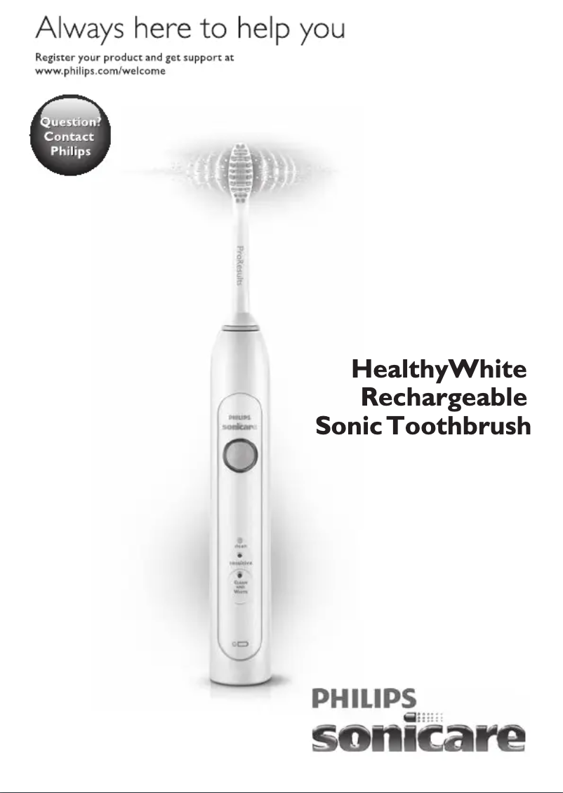 Image de la première page du manuel de l'appareil Sonicare HealthyWhite HX6701