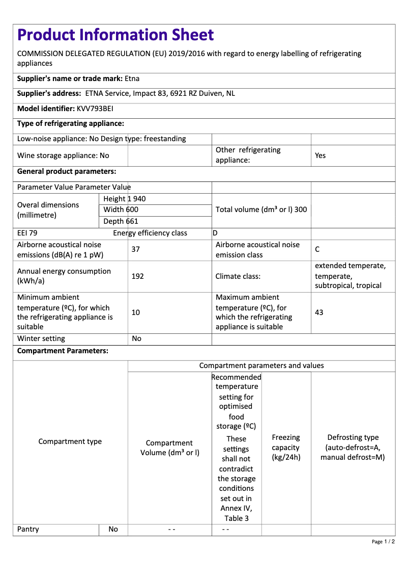 Image de la première page du manuel de l'appareil KVV793BEI