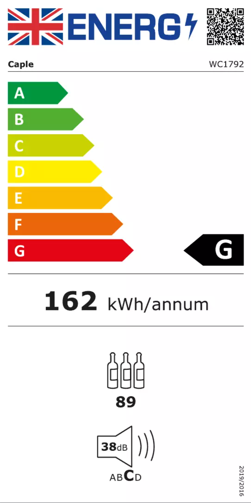 Page n°1 - Label énergétique Caple WC1792