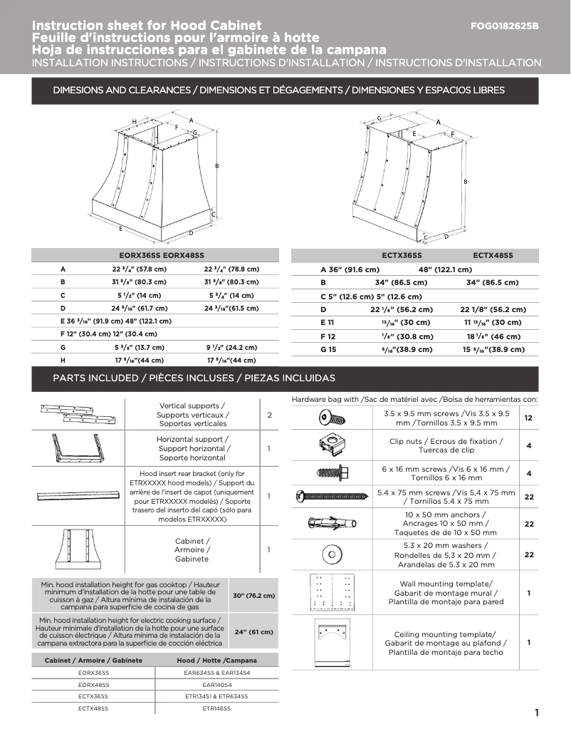 Page n°1 - Manuel utilisateur Elica Oristano EORX48SS