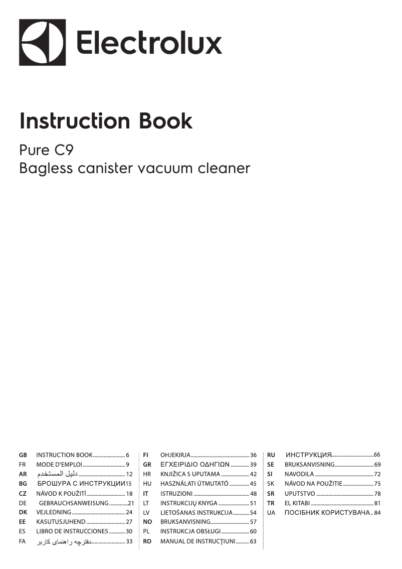 Página 1 del manual Manual de usuario Electrolux Pure C9