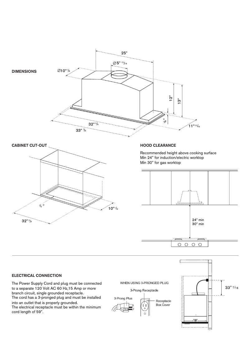 Page 1 de la notice Instructions / montage Bertazzoni KIN36XV