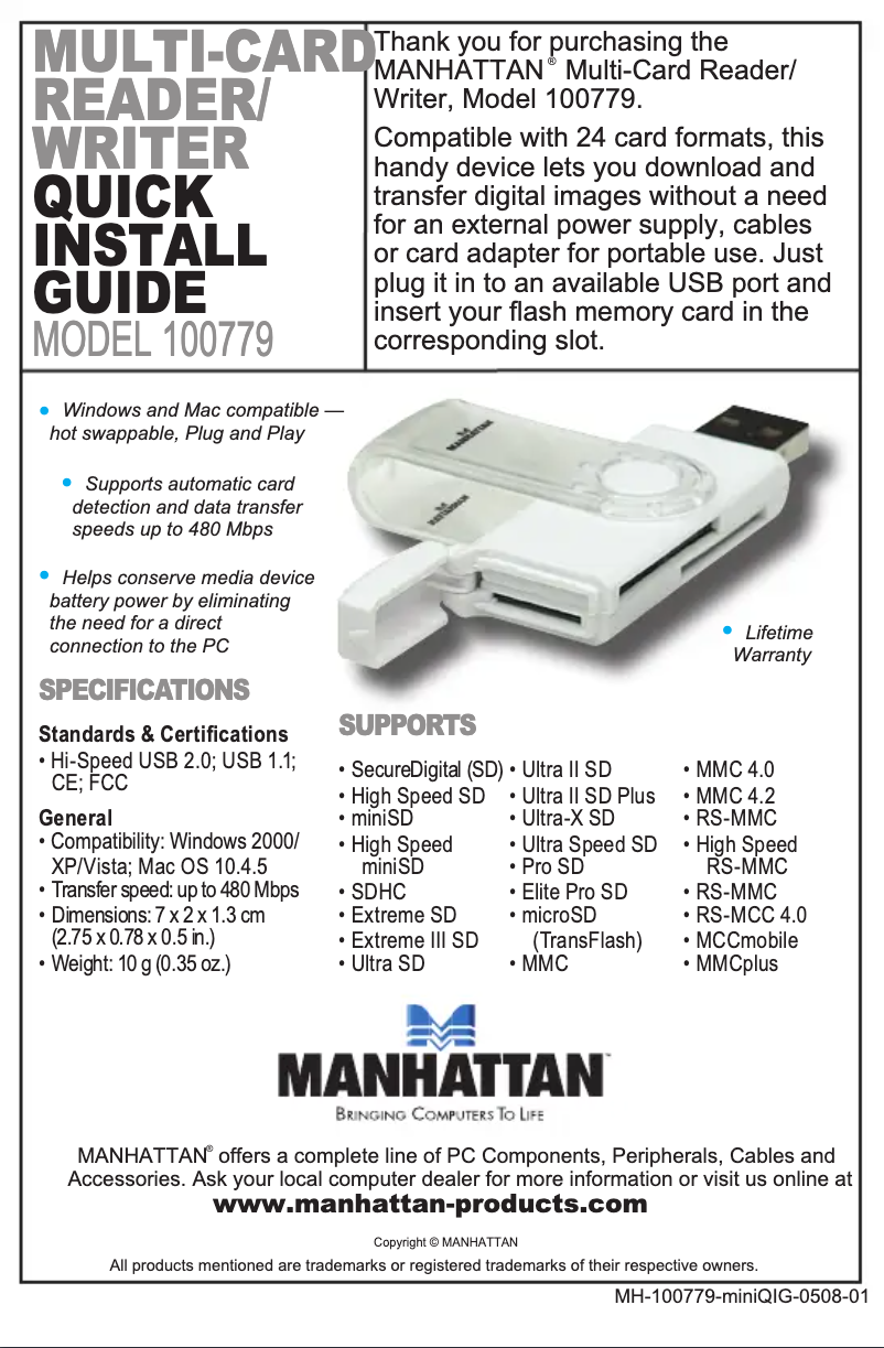 Image de la première page du manuel de l'appareil 100779