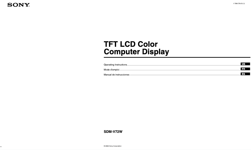 Page n°1 - Manuel utilisateur Sony SDM-V72W