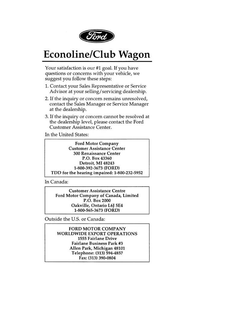 Página 1 del manual Manual de usuario Ford E-350 (1996)