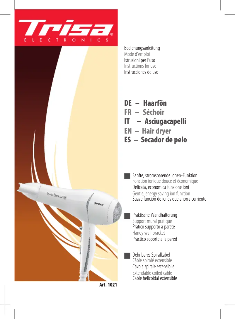 Page 1 de la notice Manuel utilisateur Trisa Ionic Beauty