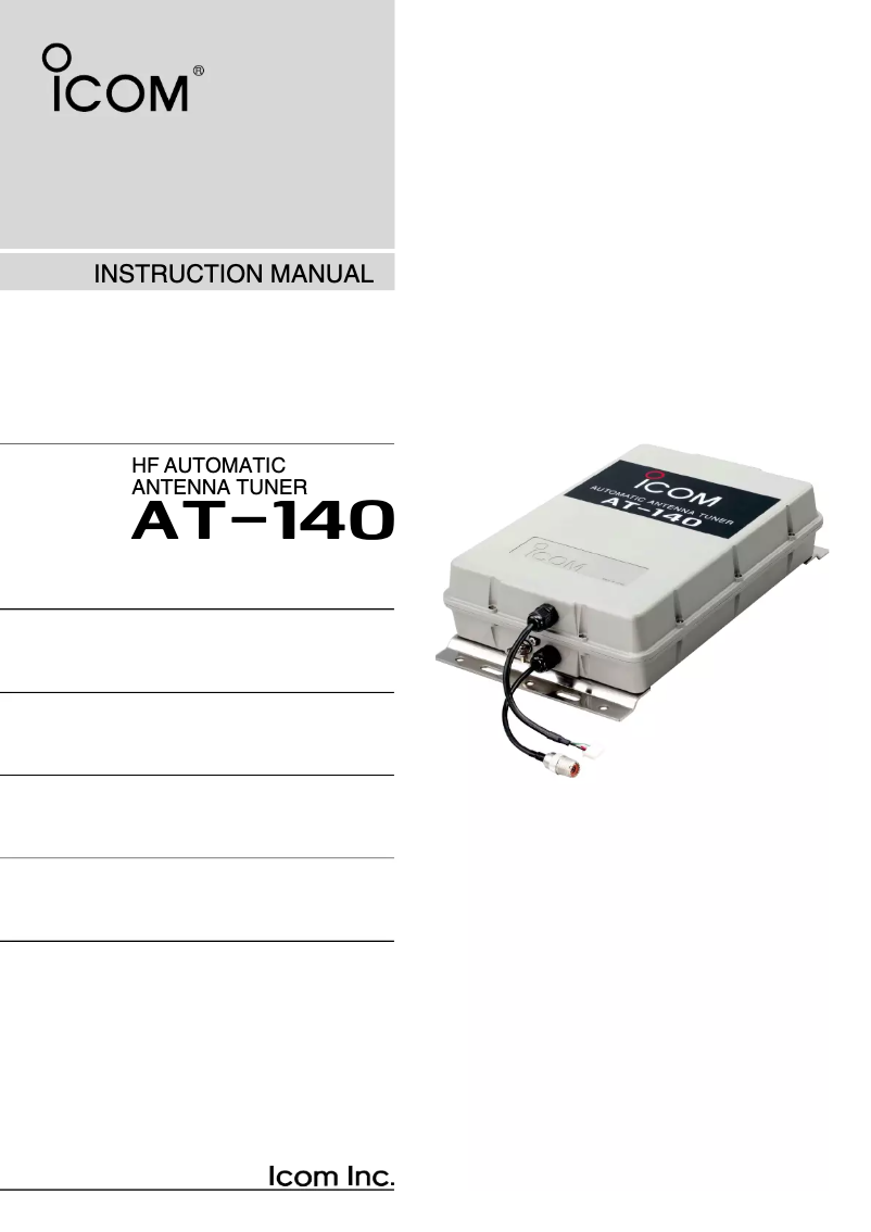Page n°1 - Manuel utilisateur ICOM AT-140