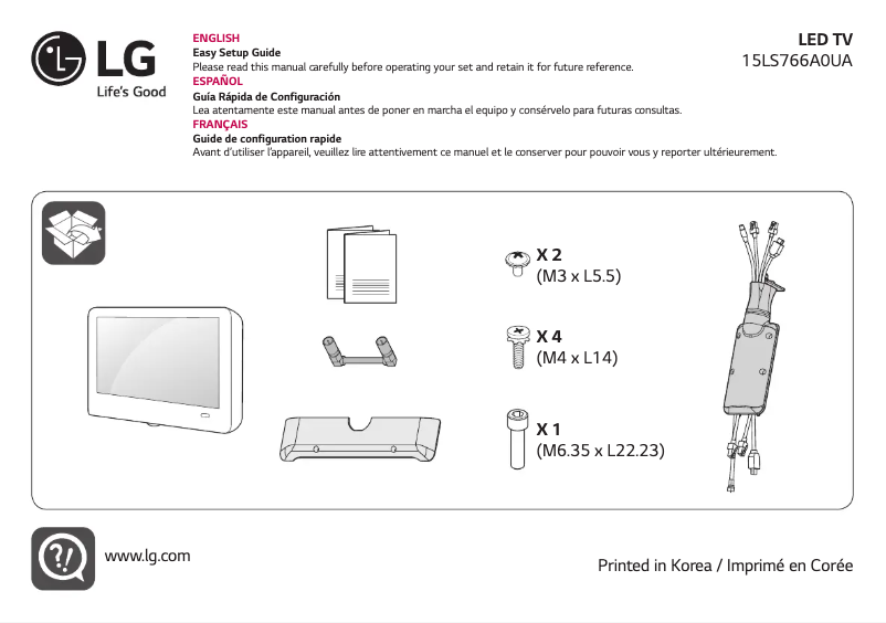 Page 1 de la notice Manuel utilisateur LG 15LS766A0UA